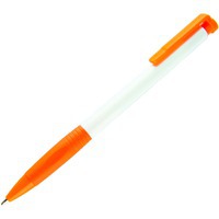 N13, ручка шариковая с грипом, пластик, белый, оранжевый