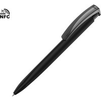 Ручка пластиковая шариковая трехгранная TRINITY K transparent Gum soft-touch с чипом передачи информации NFC под тампопечать, синие чернила, 1,1 х 1,1 х 1,1 х 15 см
