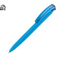 Фото Ручка пластиковая шариковая трехгранная TRINITY K transparent Gum soft-touch с чипом передачи информации NFC под тампопечать, синие чернила, 1,1 х 1,1 х 1,1 х 15 см