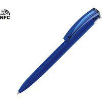 Фотка Ручка пластиковая шариковая трехгранная TRINITY K transparent Gum soft-touch с чипом передачи информации NFC под тампопечать, синие чернила, 1,1 х 1,1 х 1,1 х 15 см