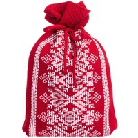 Вязаная сумка-рюкзак ONEGO с орнаментом для новогодних подарков., красная