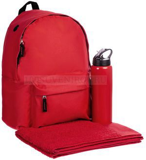 Фото Набор для спорта Active, 2.0: рюкзак, спортивная бутылка, полотенце (красный)