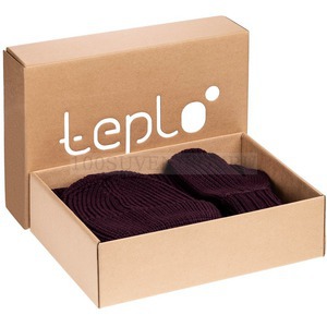 Фото Вязанный комплект NORDKYN: шапка, шарф, варежки, бордовый L «Teplo»