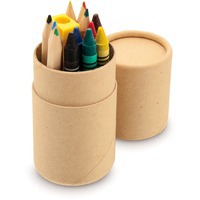 Набор канцелярский PIXI: 6 цветных карандашей, 6 восковых мелков, 1 точилка; картонный корпус