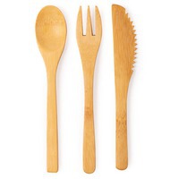 Набор PLUSIN: ложка, вилка, нож в чехле, 6,5х22х1см, бамбук, хлопок