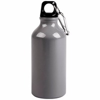 Бутылка для воды "Mento-1", алюминиевая, с карабином, 400 мл., серый