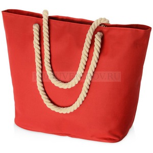 Фото Вместительная пляжная сумка SEASIDE в морском стиле, макс.нагрузка 10 кг., сумка 50 х 35 см, дно 34 х 20 см (красный)