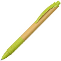 Ручка из бамбука и переработанной пшеницы шариковая NARA, синие чернила, нажимной механизм, d1,1 х 14,3 см, бамбук/зеленый