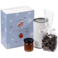 Подарочный новогодний набор Tea Party с черным чаем, медом и шоколадными чипсами.