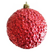 Новогодний ёлочный шар РЕЛЬЕФ из пластика, 8 х 8 х 9 см, красный
