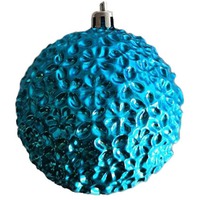 Новогодний ёлочный шар РЕЛЬЕФ из пластика, 8 х 8 х 9 см, синий