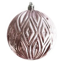 Новогодний ёлочный шар РЕЛЬЕФ из пластика, 8 х 8 х 9 см, розовый