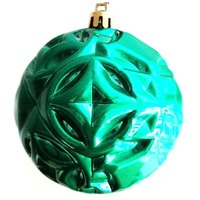 Новогодний ёлочный шар РЕЛЬЕФ из пластика, 8 х 8 х 9 см, зеленый
