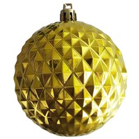 Новогодний ёлочный шар РЕЛЬЕФ из пластика, 8 х 8 х 9 см, золотистый