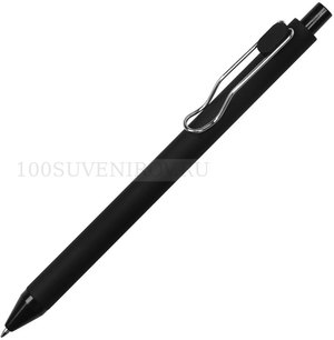 Фото Ручка пластиковая шариковая CLIP под уф-печать, софт-тач, синие чернила, d1 х 14,6 см (черный)