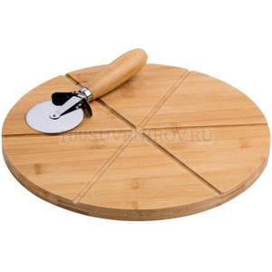 Фото Практичный набор для пиццы NAPOLETANA из бамбука: разделочная доска, нож для пиццы  
