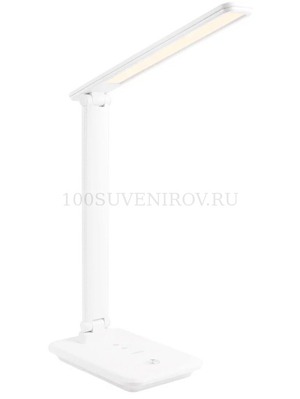 Фото Фирменная настольная лампа с беспроводной зарядкой LED FAROS, 12 х 16,8 х 34,5 см.  «Rombica» (белый)