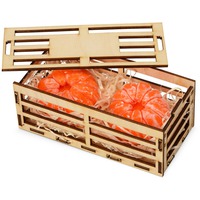 Подарочный новогодний набор мыла ручной работы МАНДАРИНЫ в деревянной коробочке, 16,1 х 7,9 х 6,2 см. Мыло в форме мандарина 6,5 х 6 х 4,7 см, 2шт