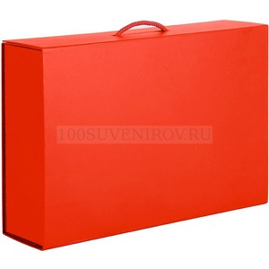 Фото Коробка складная подарочная, 37x25x10cm, кашированный картон, красный