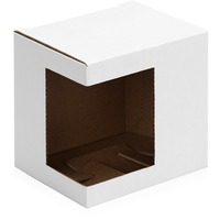 Коробка из микрогофрокартона для кружки CUP под наклейку, самосборная, 11,3 х 9,5 х 10,9 см, внутренний размер 11 х 9,3 х 10,6 см