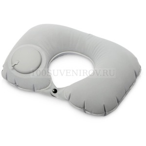 Фото Надувная подушка-подголовник для путешествия с помпой PUSH под логотип, 35 х 23 х 10 см (серый)