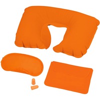 Набор для путешествий ГЛЭМ в дорожном чехле: повязка на глаза, подушка под голову, беруши под нанесение логотипа, 17,2 х 12 х 1 см, оранжевый
