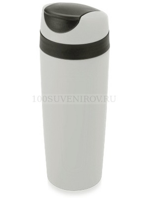 Фото Легкая пластиковая герметичная термокружка ЛАЙТ под нанесение логотипа, 450мл, d6,5 х d7,5 х 22 см (серый, темно-серый)