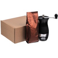 Подарочный набор Freshly Ground: ручная кофемолка-мельничка, кофе в зернах в крафт-упаковке, коричневый