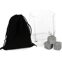 Фотография Фирменный набор для виски UNO: бокал, 300 мл., камни- 3 шт., мешочек для камней 9,8 х 11,5 см в коробке