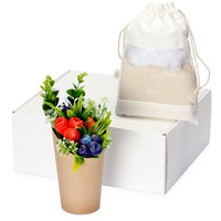 Подарочный спа-набор ЯГОДНЫЙ АРОМАТ: мыло ручной работы в виде букета цветов, губка, мочалка, пемза в коробке, 26,5 х 24,5 х 10,5 см