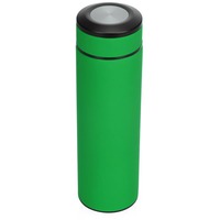 Термос CONFIDENT с покрытием soft-touch под гравировку логотипа, 420 мл., d6,7 х 22,5 см, зеленый/серебристый