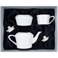Фотка Чайный набор Diamante Bianco из фарфора на 1 персону: чайник, сахарница, чайная пара в подарочной коробке, большой в каталоге Altavolo