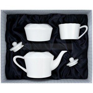 Фото Чайный набор Diamante Bianco из фарфора на 1 персону: чайник, сахарница, чайная пара в подарочной коробке, большой «Altavolo»