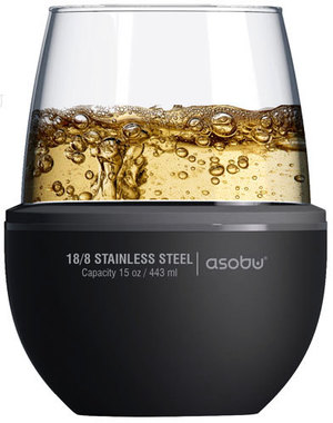 Фото Стильный термобокал для вина WINE KUZIE, 444 мл., 10,15 х 10,15 х 10,8 см «Asobu» (черный)