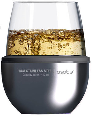 Фото Стильный термобокал для вина WINE KUZIE, 444 мл., 10,15 х 10,15 х 10,8 см «Asobu» (серебристый)