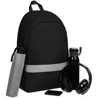 Набор Urban Energy в рюкзаке со светоотражающим элементом: зонт складной, беспроводные наушники, зарядное устройство, 5000 мАч, спортивная бутылка для воды.