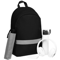 Набор Urban Energy в рюкзаке со светоотражающим элементом: зонт складной, беспроводные наушники, зарядное устройство, 5000 мАч, спортивная бутылка для воды.