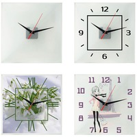 Картинка Квадратные настенные кварцевые часы NILE из стекла, 28 х 28 х 3,5 см<br />
