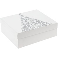 Белая коробка для новогодних подарков НОВОГОДНЯЯ ИСТОРИЯ, 24,2х20,5х7,8 см