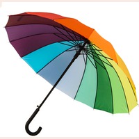 Зонт-трость Радуга (полуавтомат), D=110см, 100% полиэстер, пластик, шелкография