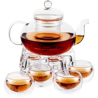 Чайный набор на 4 персоны TEO с подставкой для подогрева чайника.