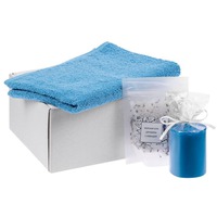 Подарочный спа-набор LOOSENUP: мягкое полотенце, ароматная соль для ванны с лавандой, свеча в коробке