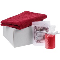 Подарочный спа-набор LOOSENUP: мягкое полотенце, ароматная соль для ванны с розой, свеча в коробке