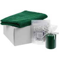 Подарочный спа-набор LOOSENUP: мягкое полотенце, ароматная соль для ванны с лавандой, свеча в коробке, зеленый