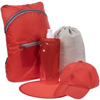 Набор для прогулок ВСЕ СЛОЖИТСЯ — 2: складная бейсболка, складной рюкзак, складная бутылочка для воды, холщовый мешок, фрисби 