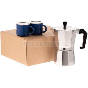 Фото Набор для кофе ДАЧА: кофеварка, 240 мл., две кружки, 100 мл. (синий)