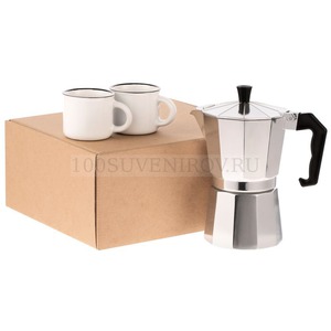 Фото Набор для кофе ДАЧА: кофеварка, 240 мл., две кружки, 100 мл. (белый)
