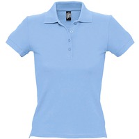 Рубашка поло женская PEOPLE, XL, небесно-голубой, 100% хлопок, 210 г/м2