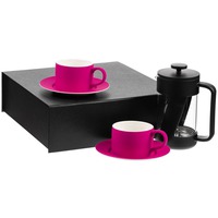 Набор для чая на 2 персоны Best Morning: френч-пресс, две чайных пары. , ярко-розовый