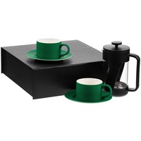 Набор для чая на 2 персоны Best Morning: френч-пресс, две чайных пары. , зеленый
